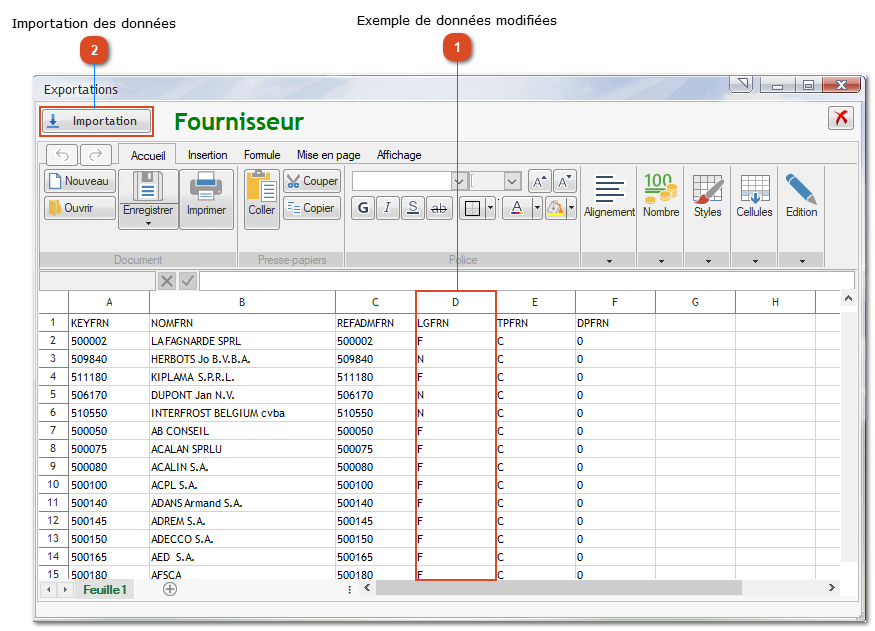 3.3. Affichage des données à importer